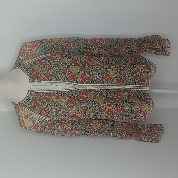 Alexis "Samera" Floral Print Peasant Top With Out Tassels Women's Size Large - Picture 2 of 13